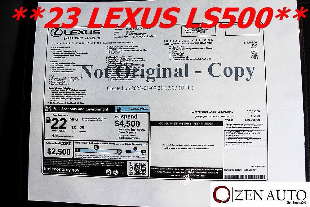 Used 2023 Lexus LS 500 w/ Accessory Package (Z1) RWD image 14