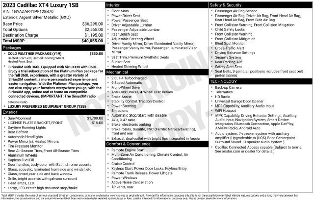 Certified 2023 Cadillac XT4 Luxury w/ Cold Weather Package FWD image 34