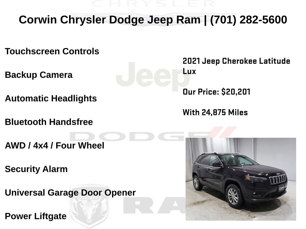 Certified 2021 Jeep Cherokee Latitude Lux w/ Comfort/Convenience Group image 14
