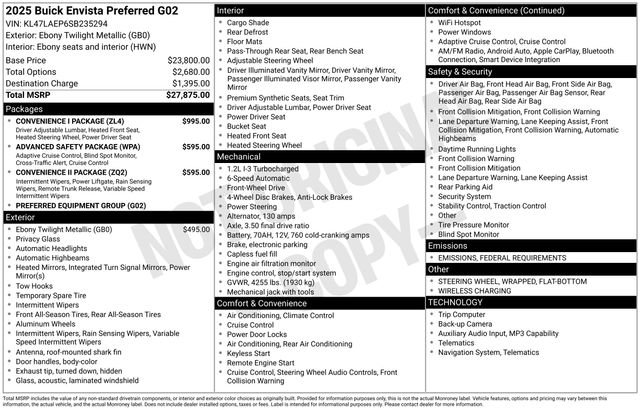 New 2025 Buick Envista Preferred w/ Convenience I Package image 26
