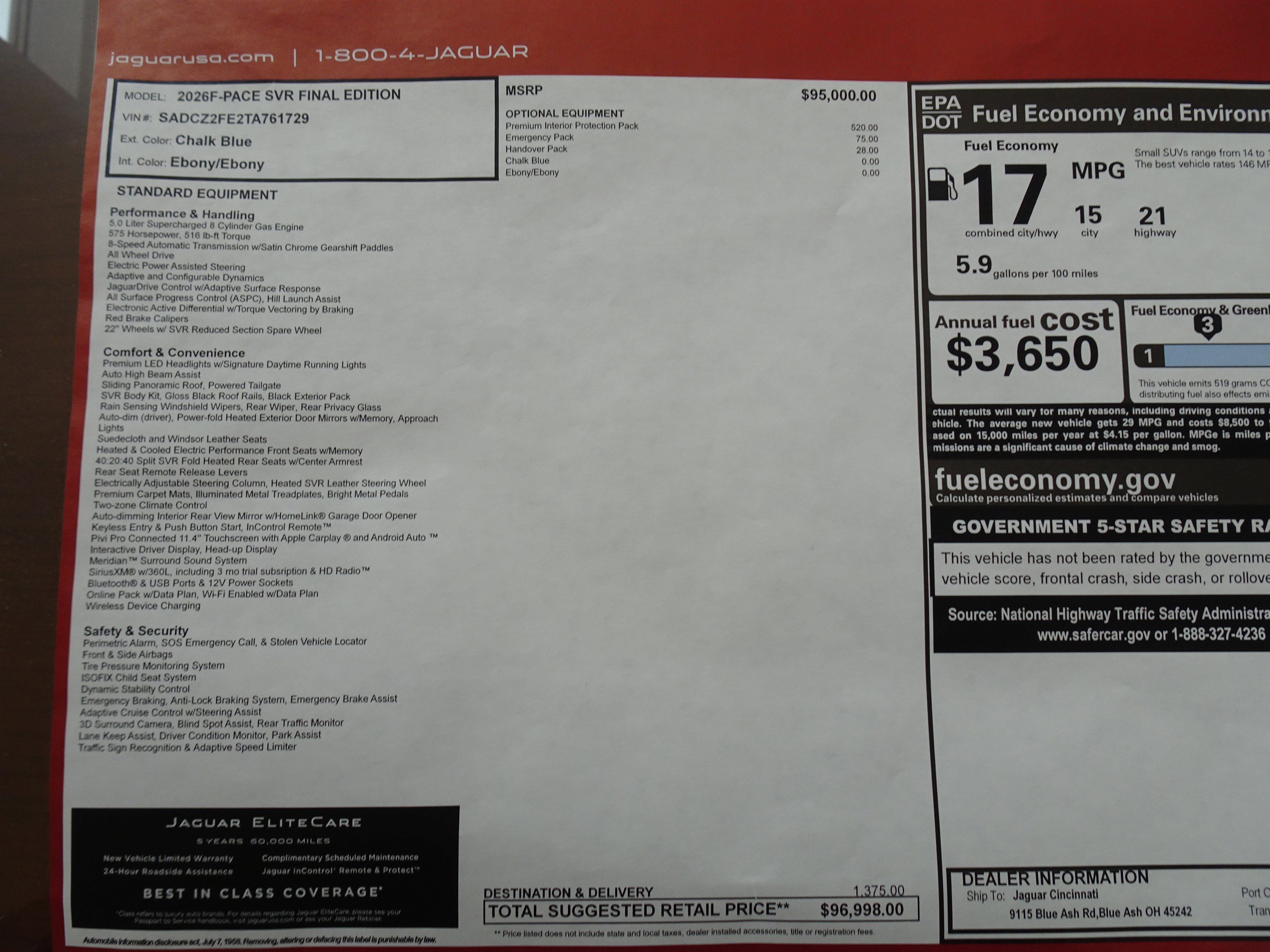 New 2026 Jaguar F-PACE SVR 575 Edition image 6