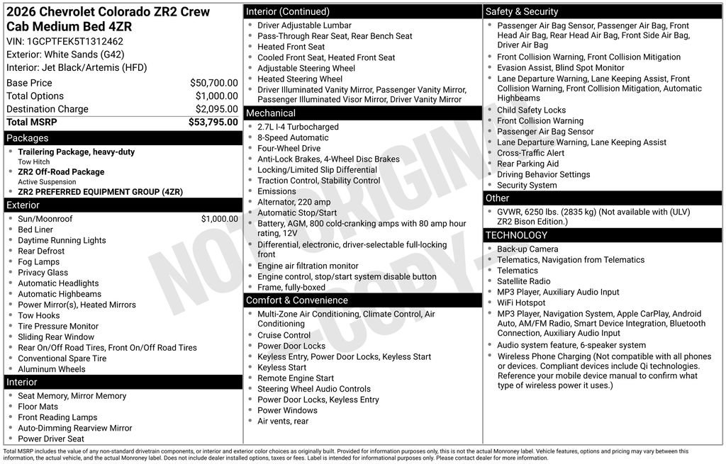 New 2026 Chevrolet Colorado ZR2 AWD/4WD image 6
