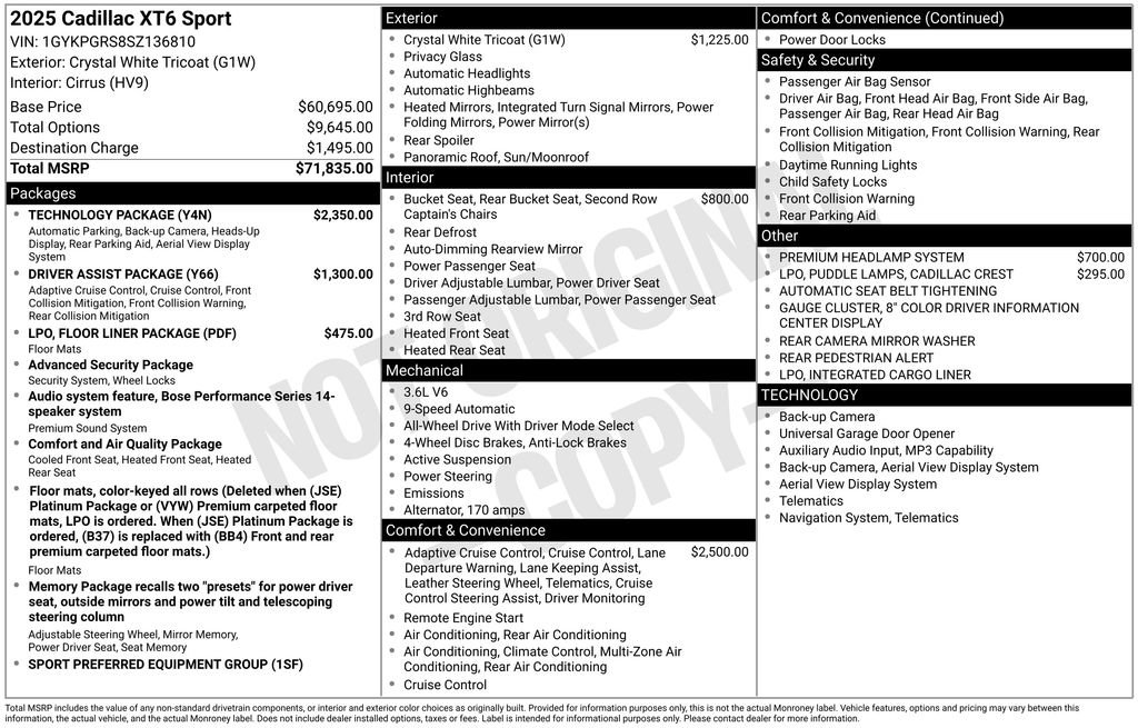 Certified 2025 Cadillac XT6 Sport w/ Technology Package AWD/4WD image 45
