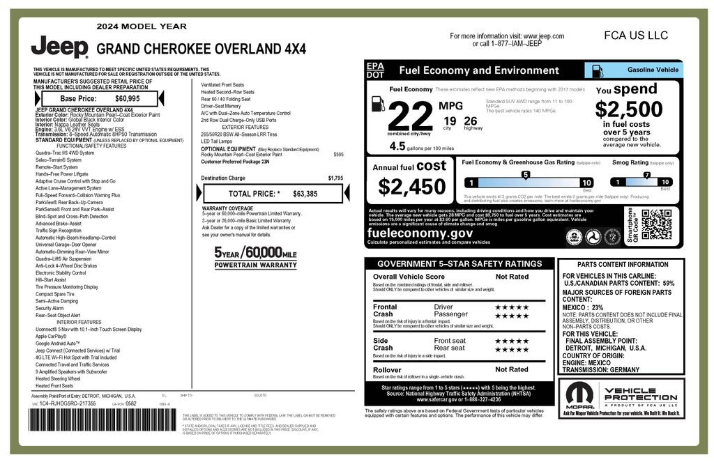 Certified 2024 Jeep Grand Cherokee Overland AWD/4WD image 4