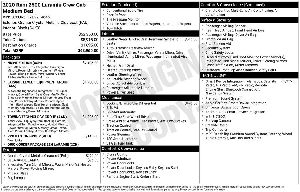 Used 2020 RAM 2500 Laramie w/ Night Edition AWD/4WD image 28