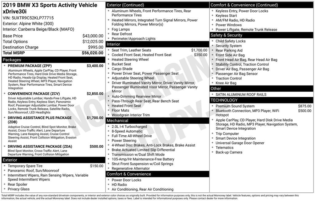 Used 2019 BMW X3 xDrive30i w/ Premium Package image 6
