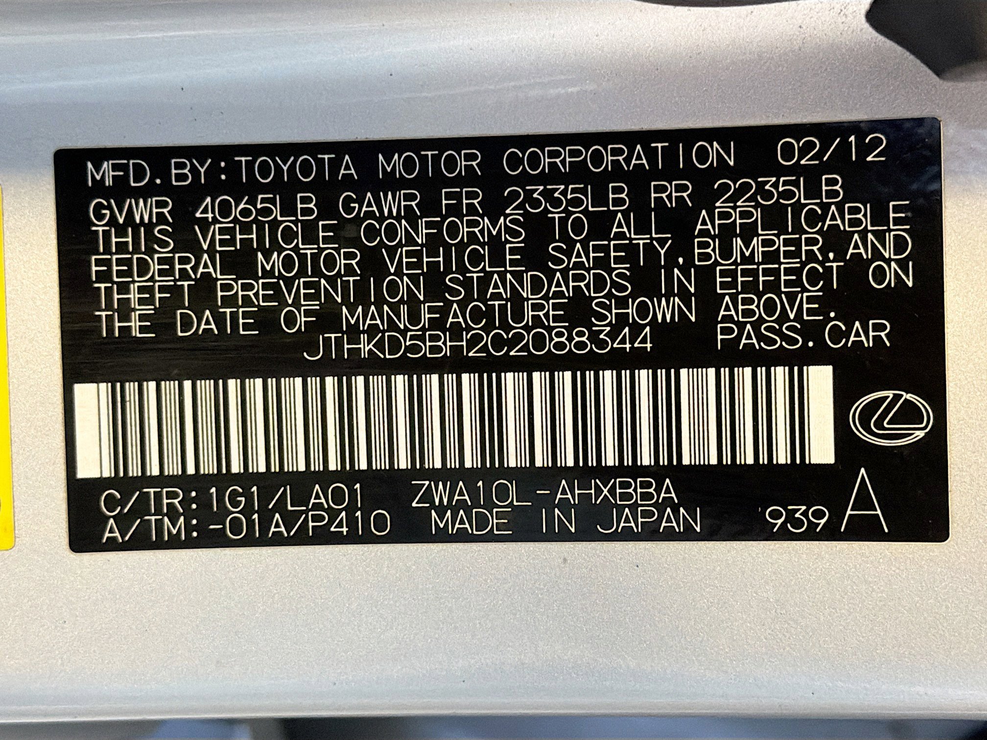 Used 2012 Lexus CT 200h Premium w/ Leather Pkg image 12