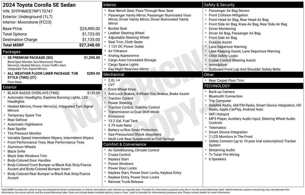Certified 2024 Toyota Corolla SE w/ SE Premium Package FWD image 3
