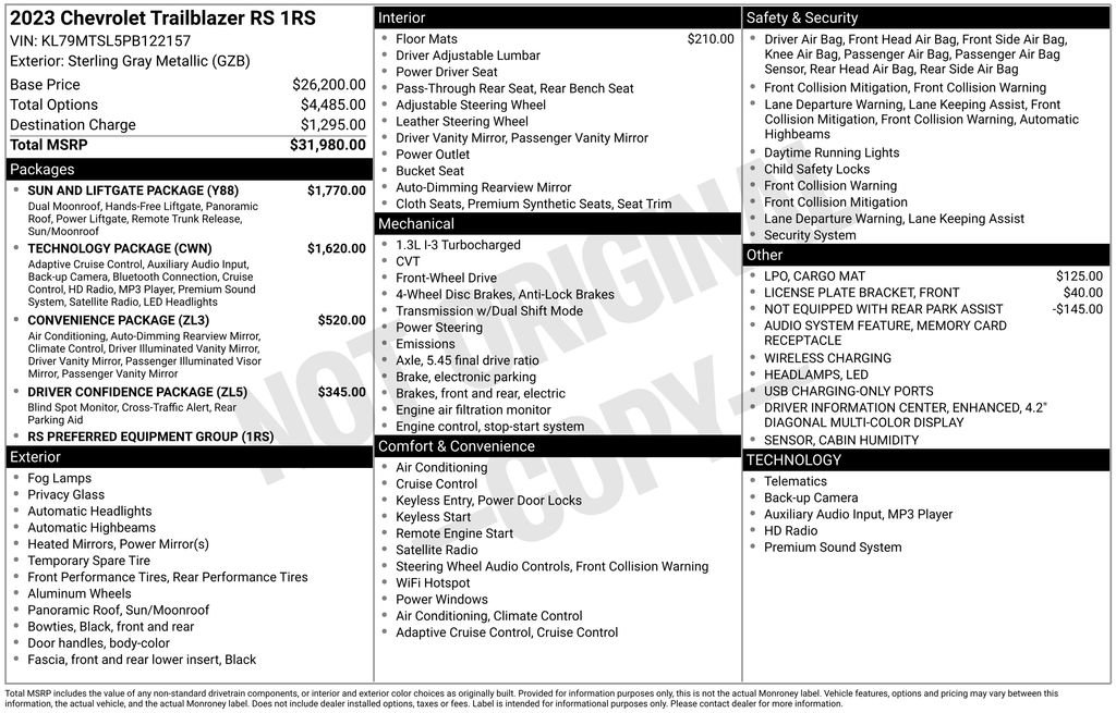Certified 2023 Chevrolet TrailBlazer RS w/ Sun and Liftgate Package image 43