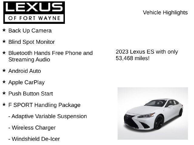 Certified 2023 Lexus ES 350 F Sport w/ Accessory Package (Z1) FWD image 8