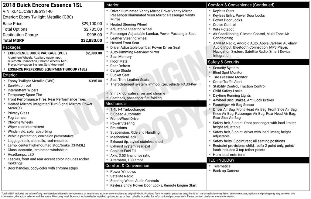 Used 2018 Buick Encore Essence w/ Experience Buick Package image 17