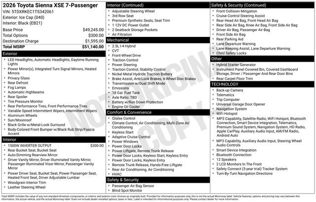 Used 2026 Toyota Sienna XSE