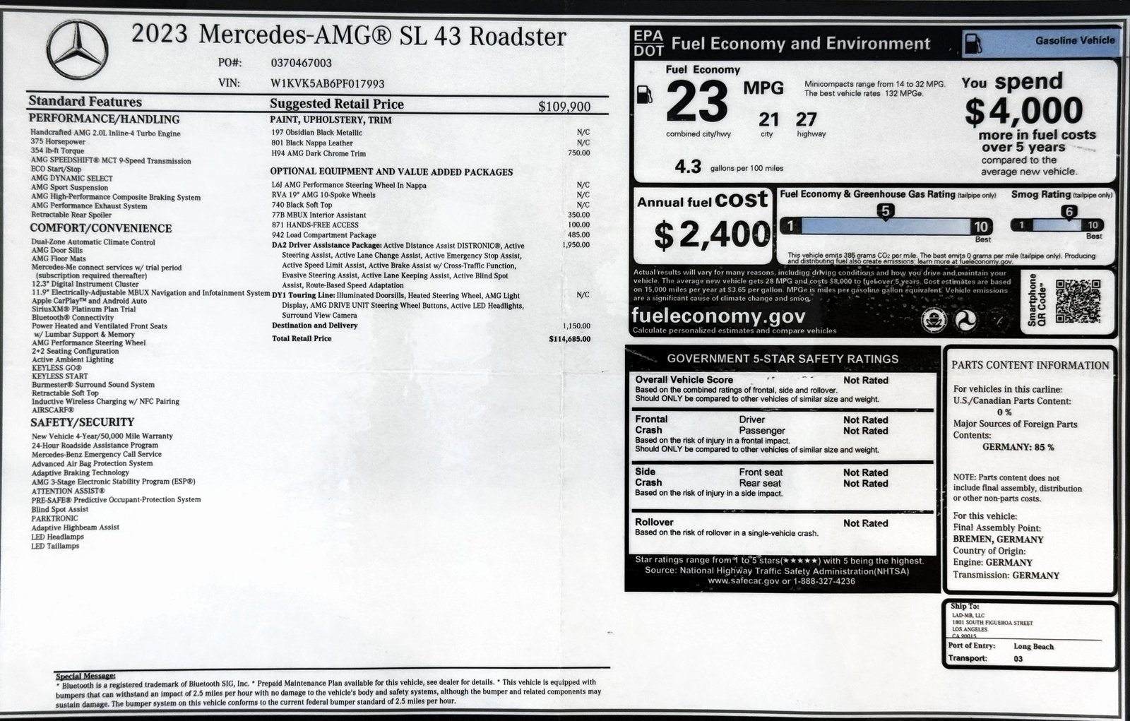 Used 2023 Mercedes-Benz SL 43 AMG image 2