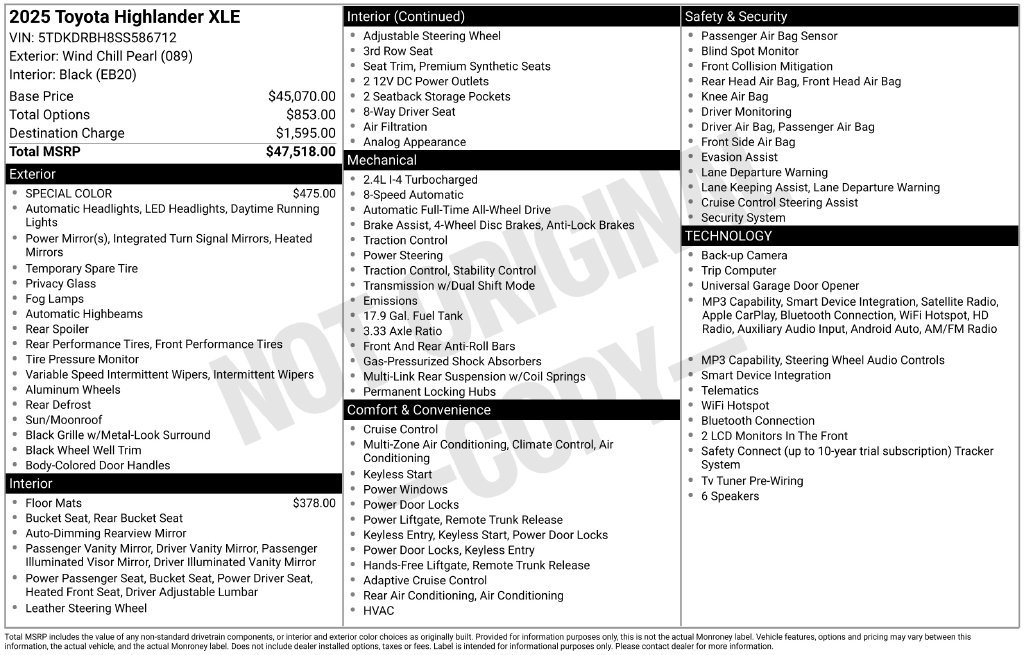 Certified 2025 Toyota Highlander XLE AWD/4WD image 26