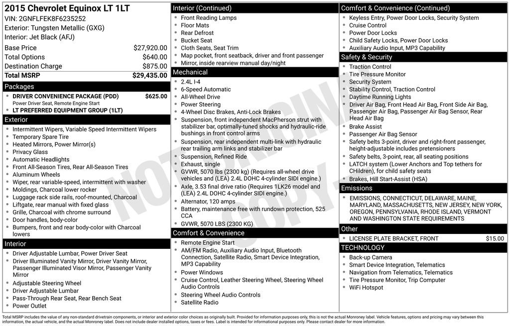 Used 2015 Chevrolet Equinox LT w/ Driver Convenience Package image 11