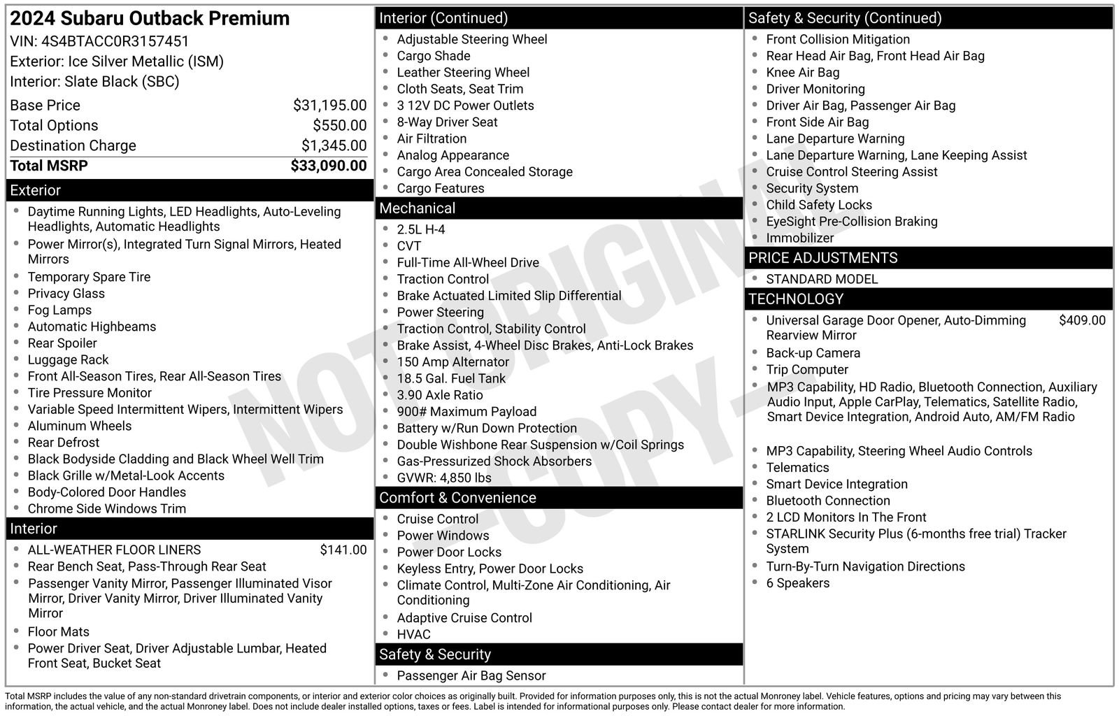 Certified 2024 Subaru Outback Premium AWD/4WD image 7