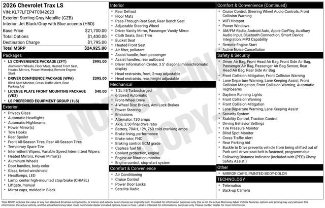 New 2026 Chevrolet Trax LS w/ LS Convenience Package FWD image 20