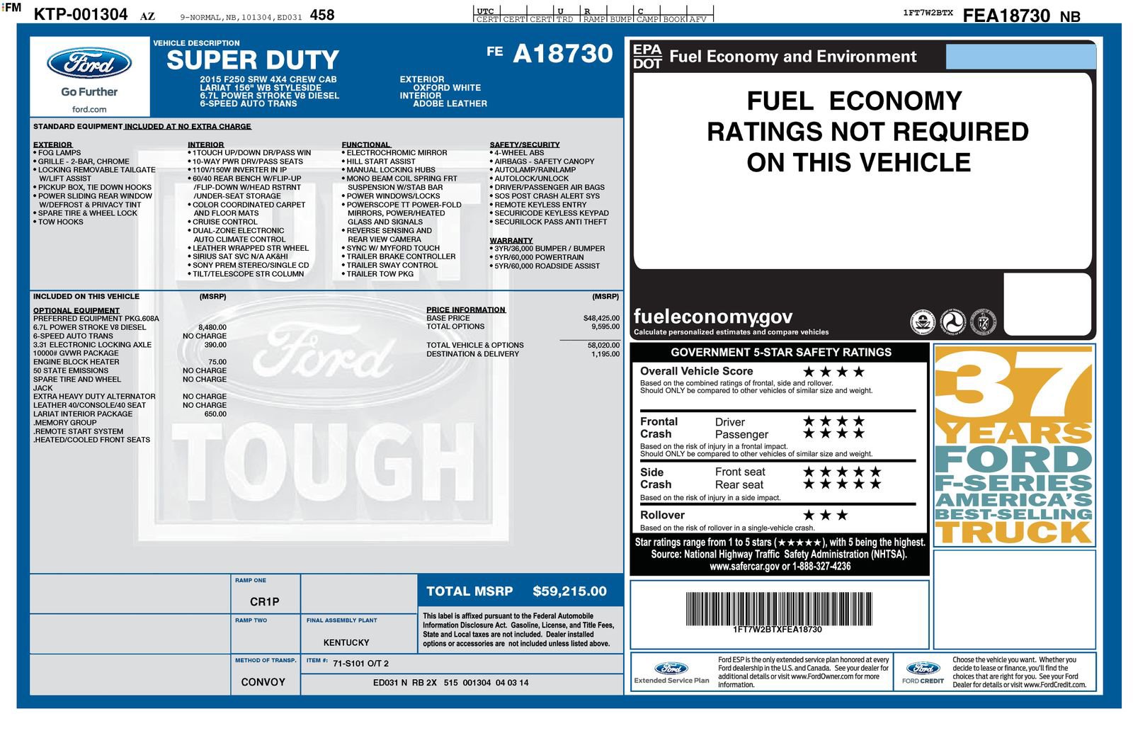 Used 2015 Ford F250 Lariat w/ Lariat Interior Package image 2