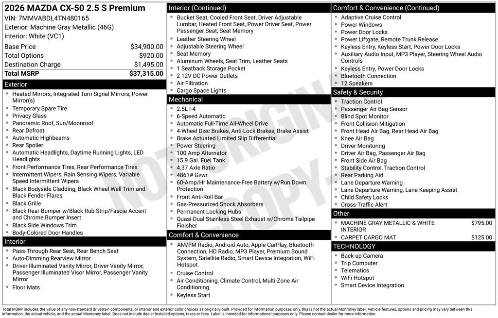 New 2026 MAZDA CX-50 AWD 2.5 S w/ Premium Package image 2