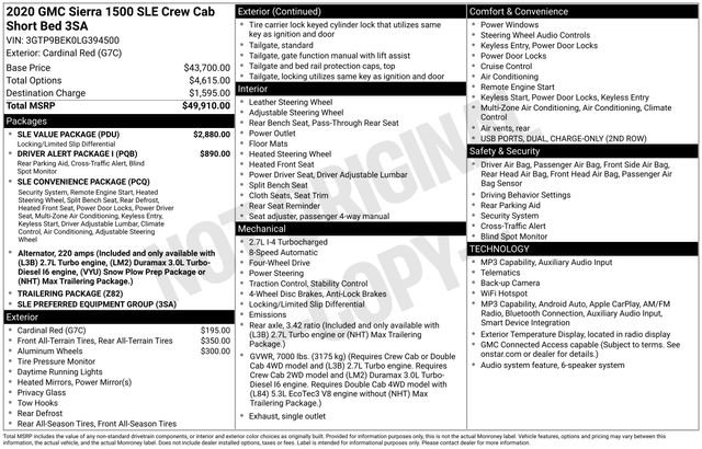 Used 2020 GMC Sierra 1500 SLE w/ SLE Value Package AWD/4WD image 14