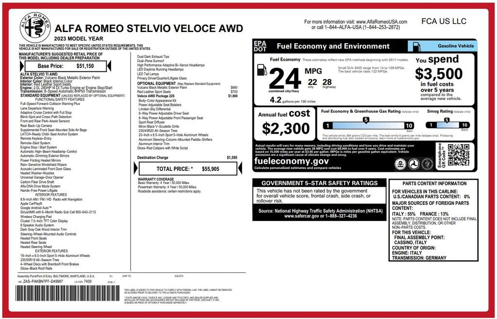Used 2023 Alfa Romeo Stelvio Veloce AWD/4WD image 2
