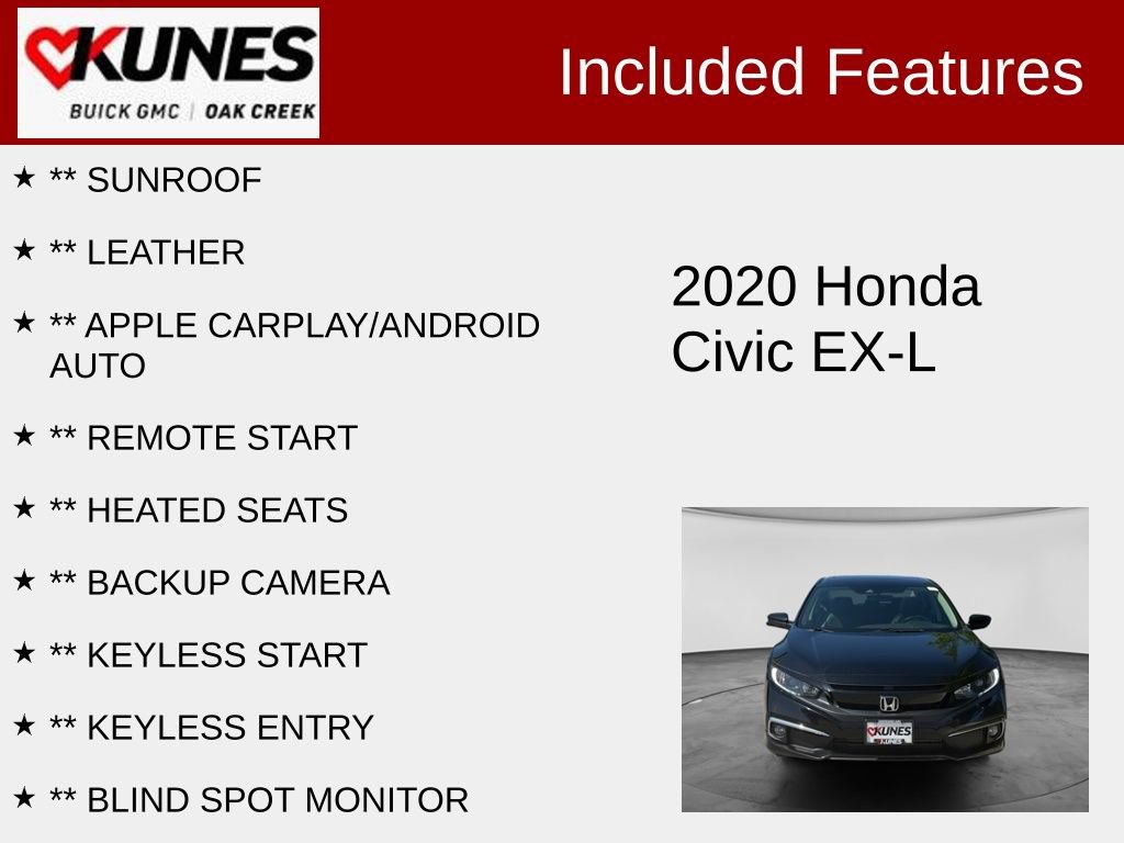 Used 2020 Honda Civic EX-L image 2