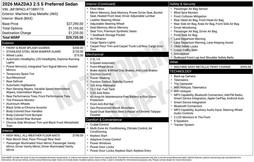 New 2026 MAZDA MAZDA3 2.5 S Sedan w/ Preferred Pkg FWD image 35