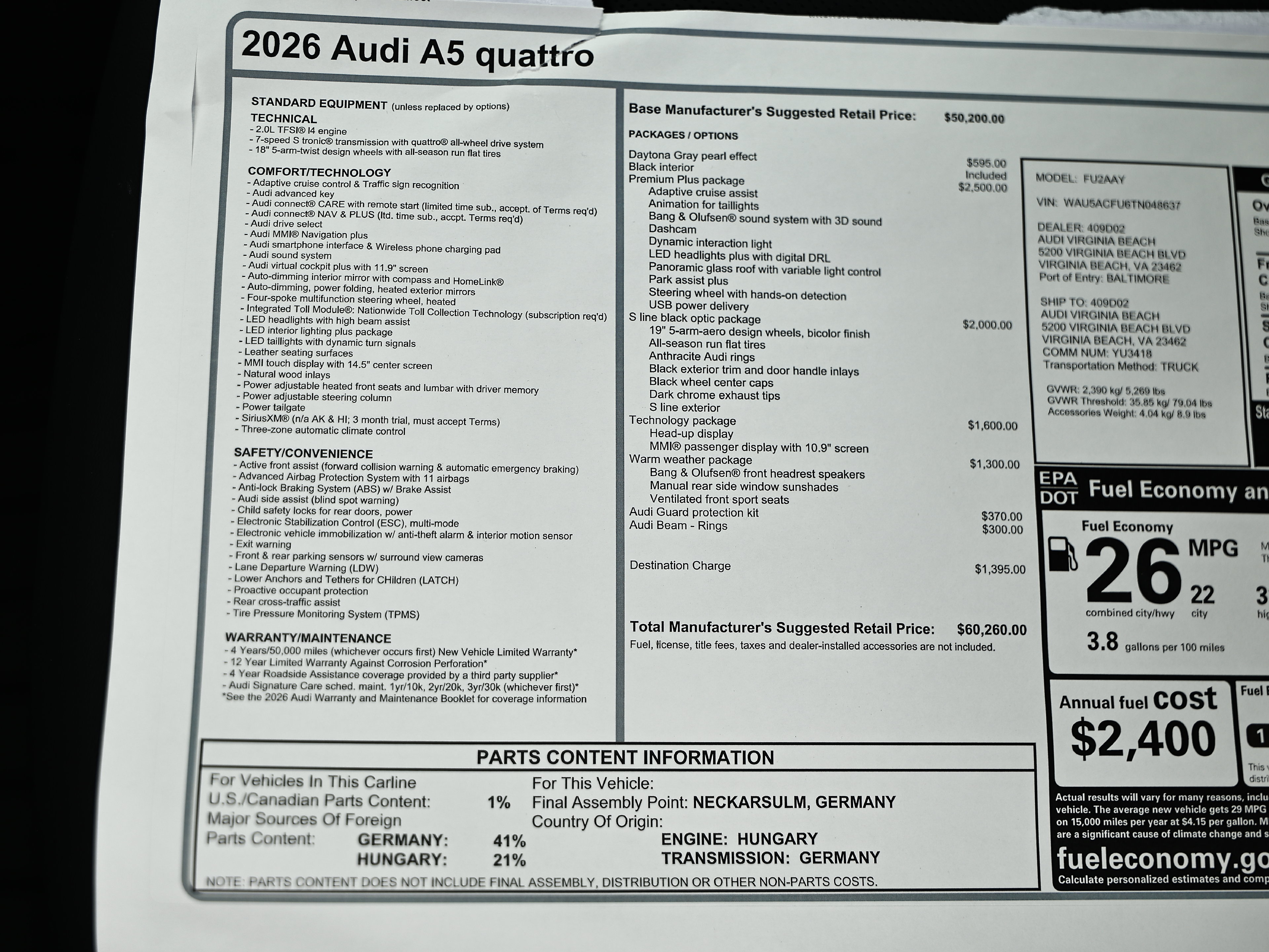New 2026 Audi A5 Premium Plus AWD/4WD image 25