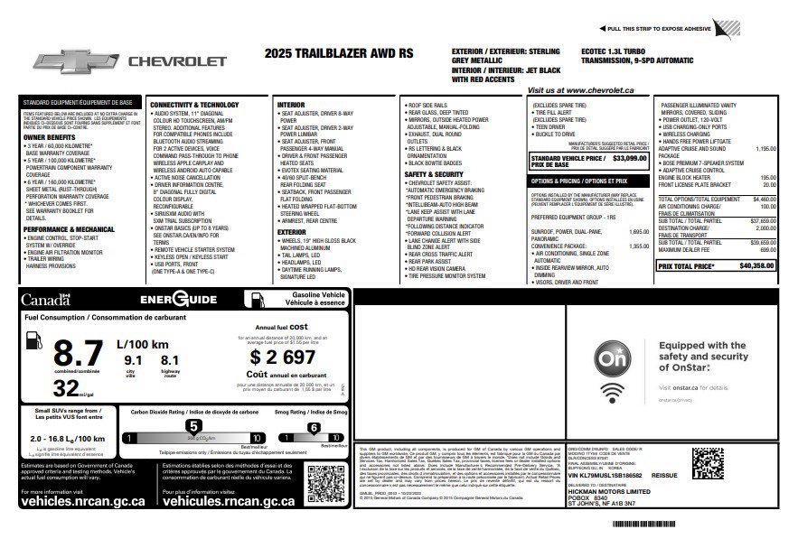 Certified 2025 Chevrolet TrailBlazer RS w/ Convenience Package image 34