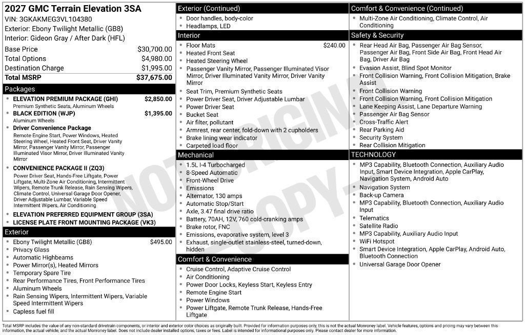 New 2027 GMC Terrain Elevation w/ Elevation Premium Package FWD image 4