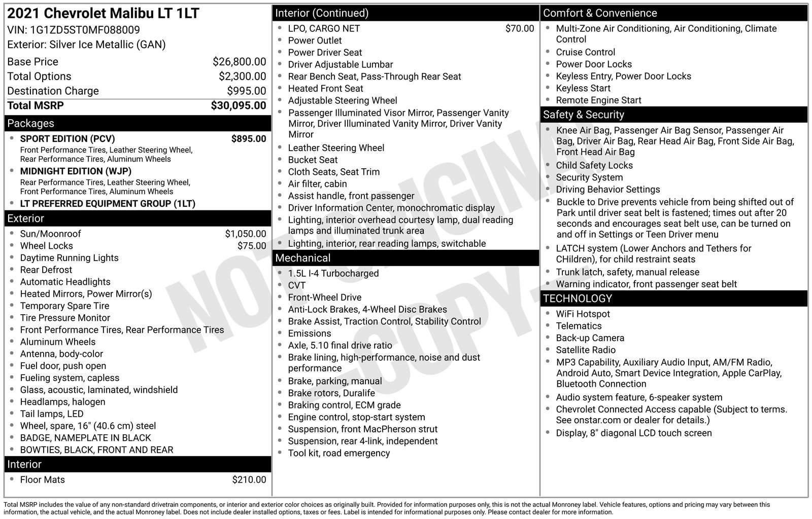 Used 2021 Chevrolet Malibu LT w/ Sport Edition FWD image 5