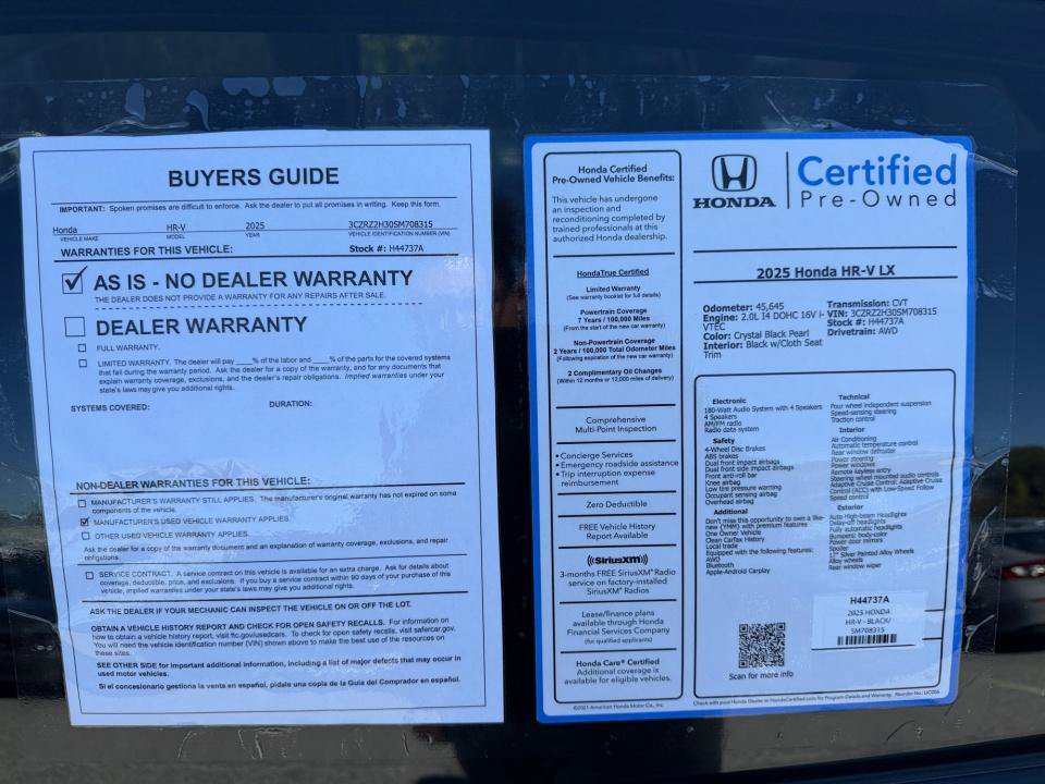 Certified 2025 Honda HR-V LX image 37