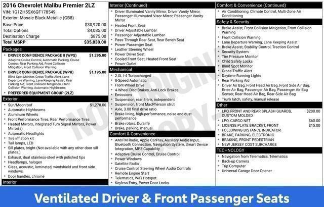 Used 2016 Chevrolet Malibu Premier w/ Driver Confidence Package II FWD image 48