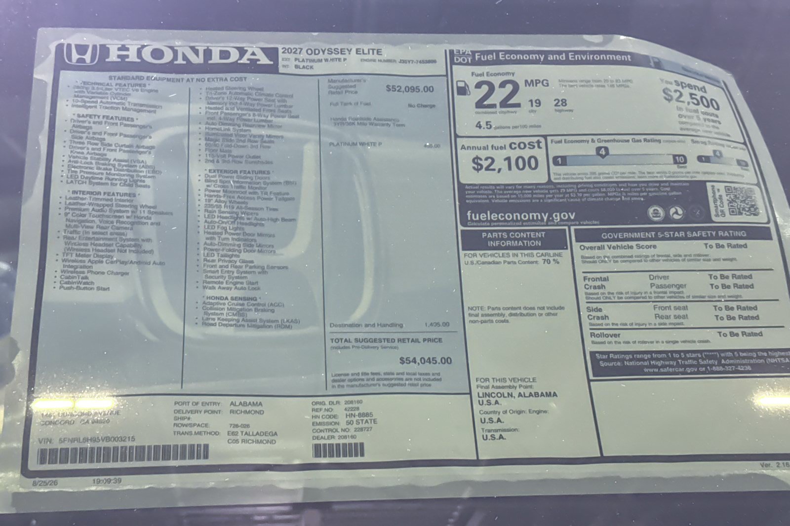 New 2027 Honda Odyssey Elite image 35