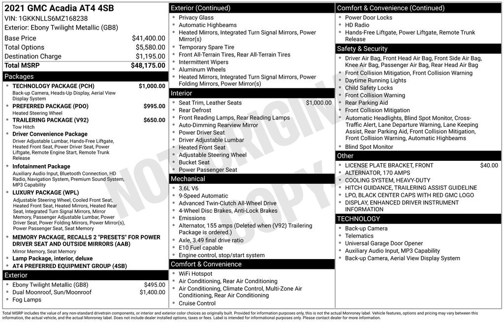 Used 2021 GMC Acadia AT4 w/ Technology Package image 19