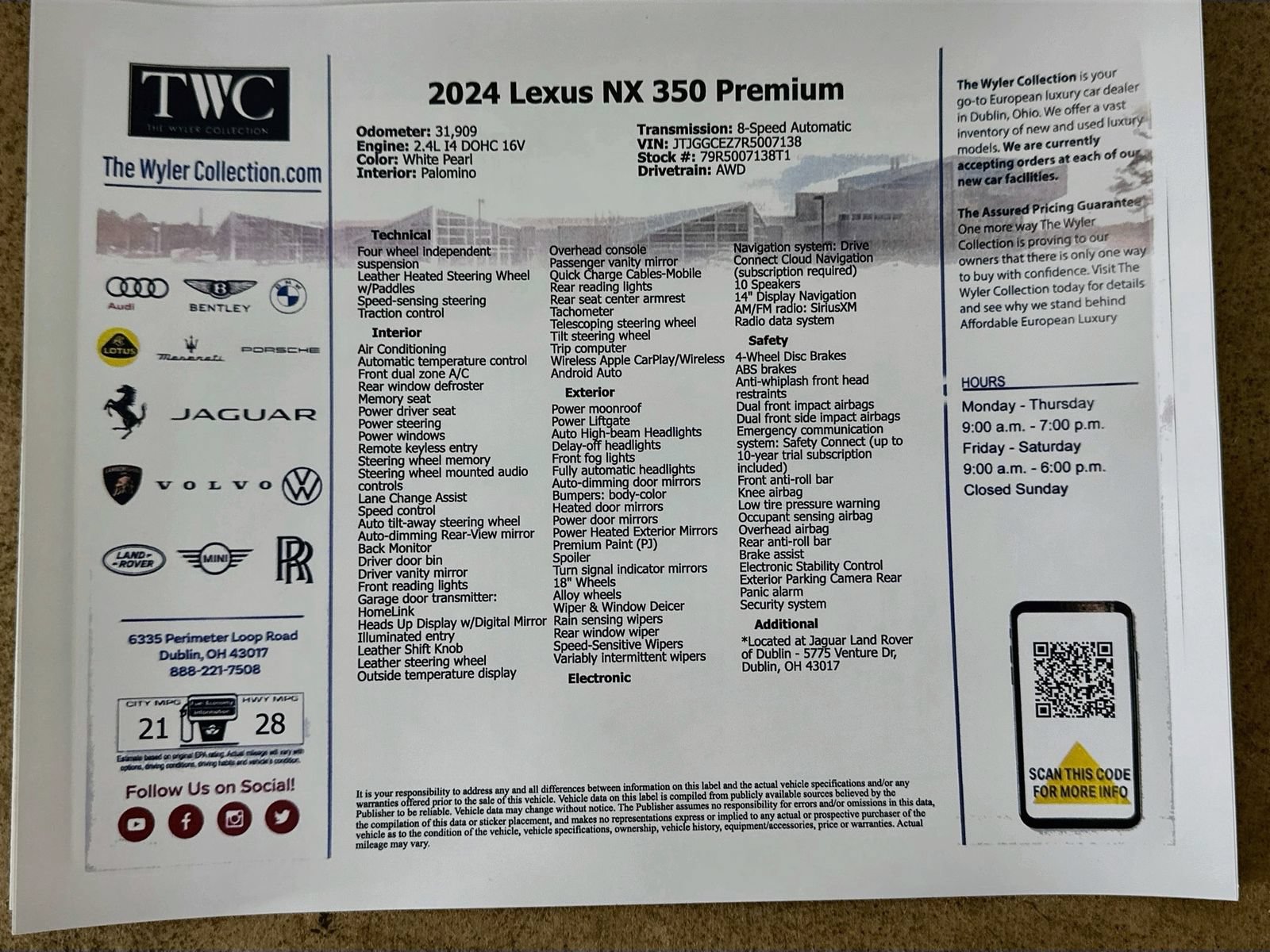 Used 2024 Lexus NX 350 AWD w/ Vision Package image 47