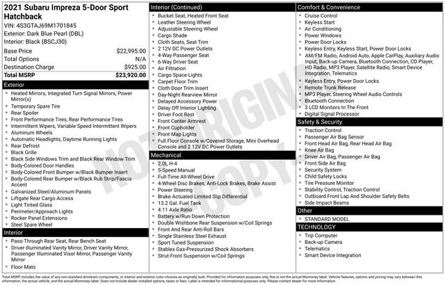 Used 2021 Subaru Impreza 2.0i Sport AWD/4WD image 27