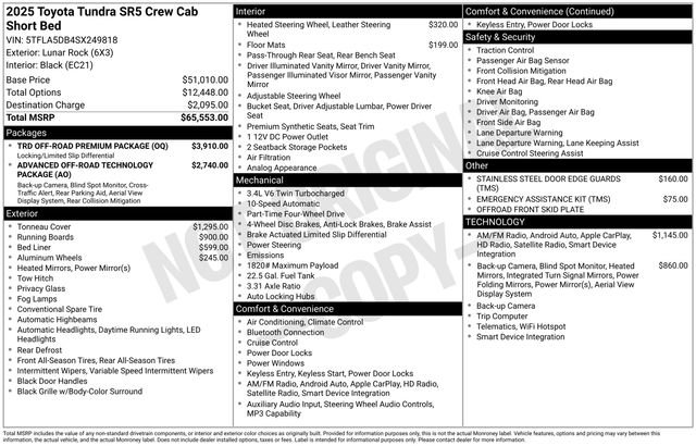 Used 2025 Toyota Tundra SR5 w/ TRD Off-Road Premium Package AWD/4WD image 8