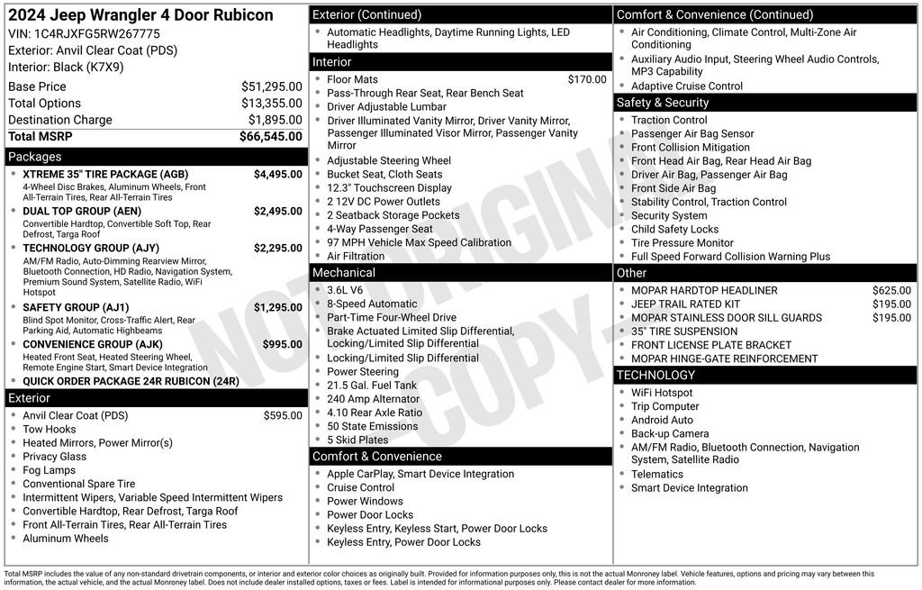 Used 2024 Jeep Wrangler Rubicon w/ XTREMEE 35" Tire Package image 6