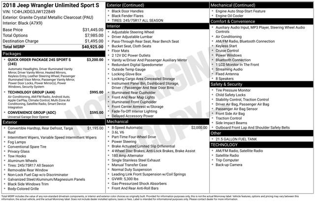 Used 2018 Jeep Wrangler Unlimited Sport S image 10