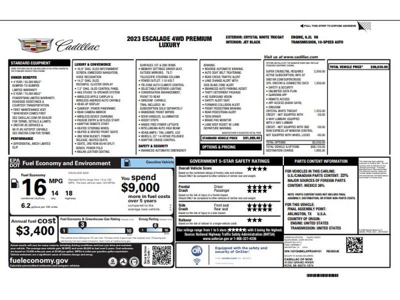 Certified 2023 Cadillac Escalade Premium Luxury AWD/4WD image 9