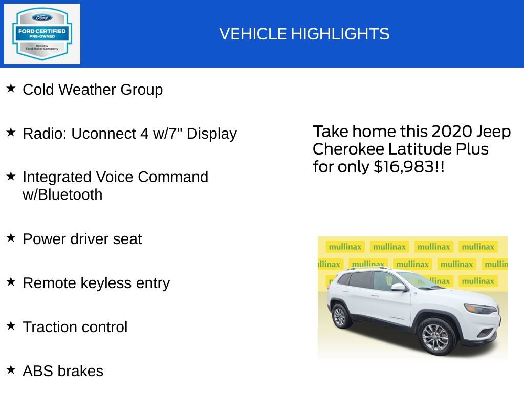 Used 2020 Jeep Cherokee Latitude Plus w/ Cold Weather Group AWD/4WD image 18