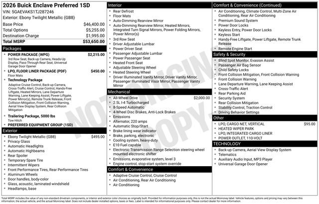 New 2026 Buick Enclave Preferred w/ Power Package AWD/4WD image 25
