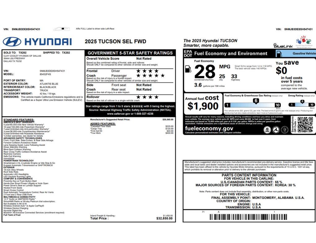 Used 2025 Hyundai Tucson SEL FWD image 2