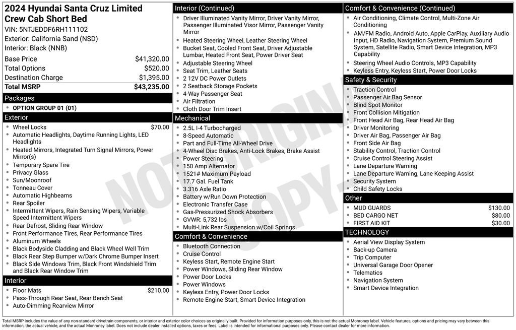 Used 2024 Hyundai Santa Cruz Limited image 2