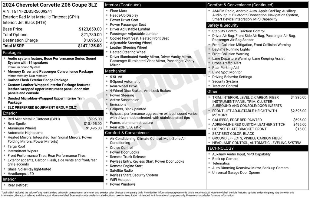Used 2024 Chevrolet Corvette Z06 RWD image 2