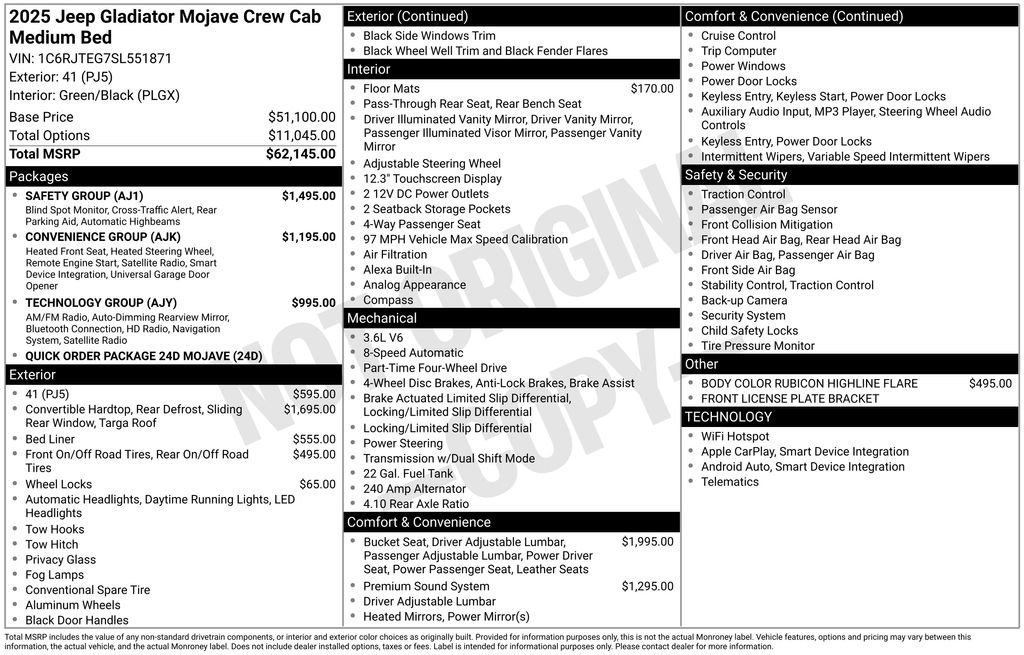 New 2025 Jeep Gladiator Mojave w/ Safety Group image 2