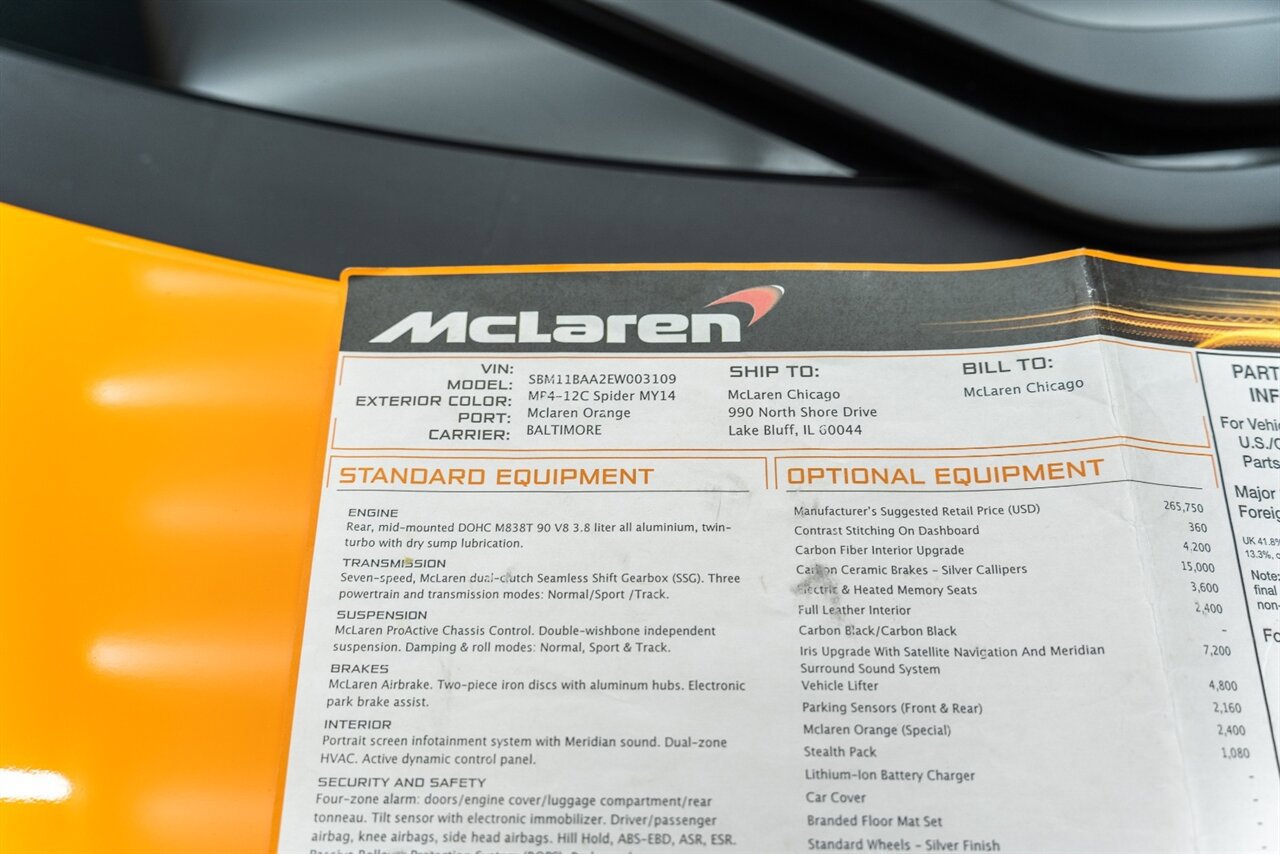 Used 2014 McLaren MP4-12C Spider RWD image 32