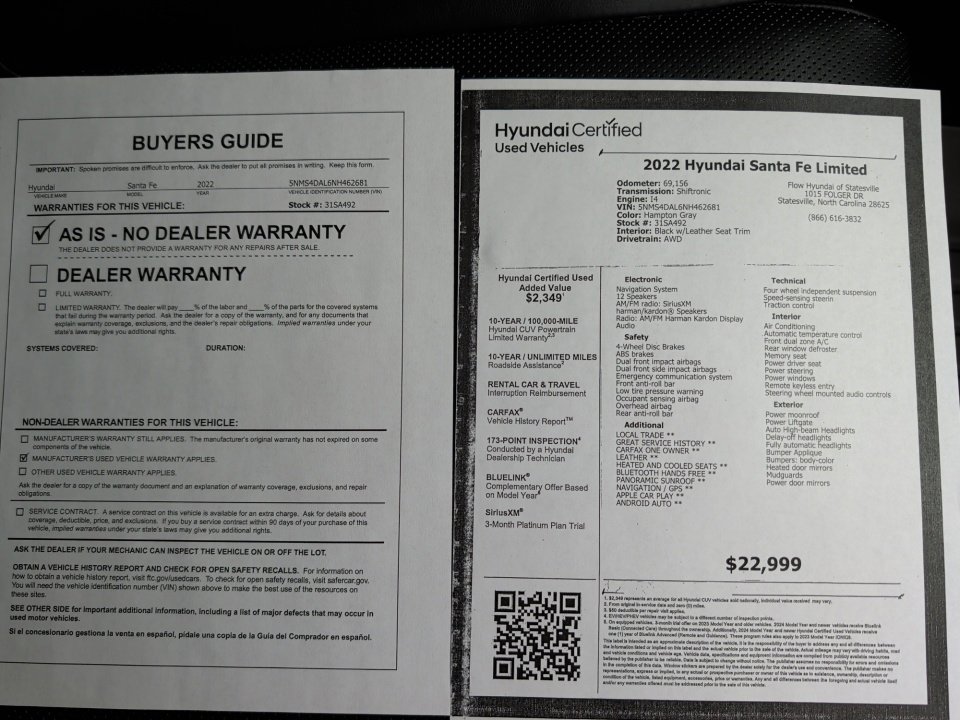 Certified 2022 Hyundai Santa Fe Limited w/ Cargo Package image 33