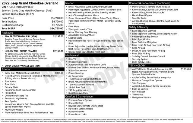 Certified 2022 Jeep Grand Cherokee Overland w/ Adv Protech Group III image 33